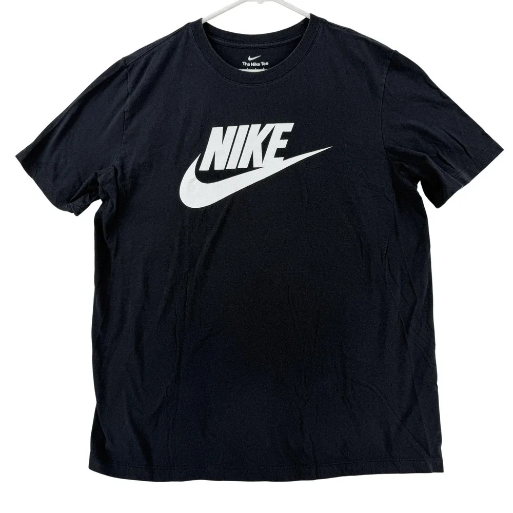 Nike Shirt Mens‎ Large Black Swoosh Logo Graphic Front Tee T-Shirt Tagless
